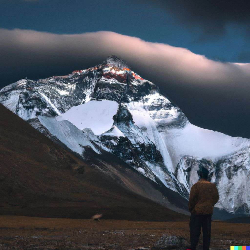someone gazing at Mount Everest, photograph taken by Joel Santos